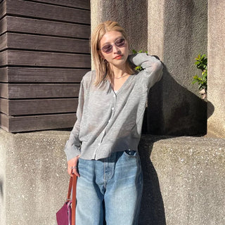 Linen V-neck cardigan