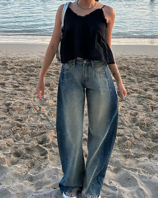 Cut-off vintage denim pants