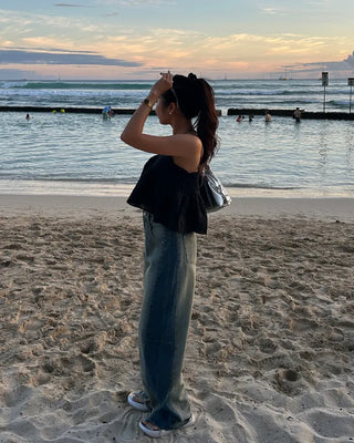 Cut-off vintage denim pants