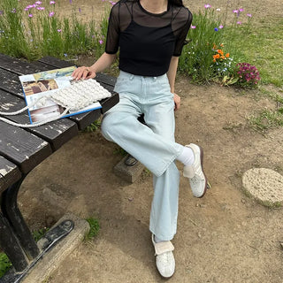 Sheer Half-Sleeve T-Shirt