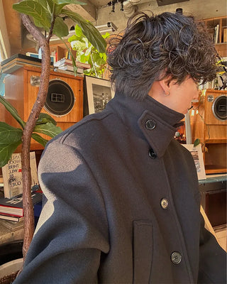 Wool button-up half coat