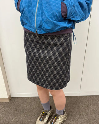 Checkered midi skirt