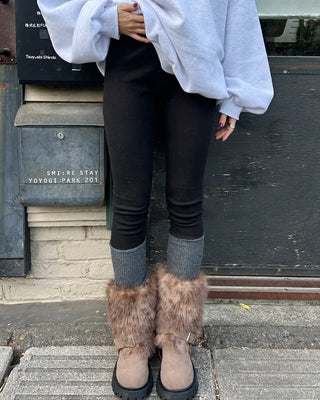 Rib-knit warmer layered leggings
