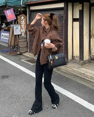 High-neck half trench jacket
