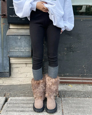 Rib-knit warmer layered leggings