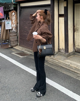 High-neck half trench jacket