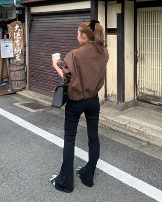 High-neck half trench jacket