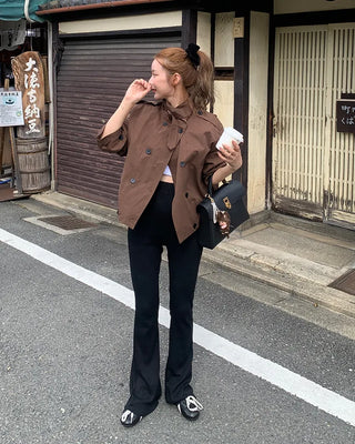 High-neck half trench jacket