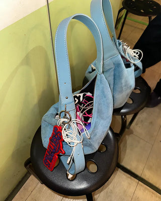 Suede Moon Belt Shoulder Bag