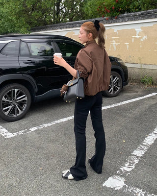 High-neck half trench jacket