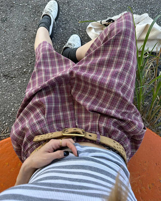 (ORIGINAL) Tartan Check Half Wide Easy Pants
