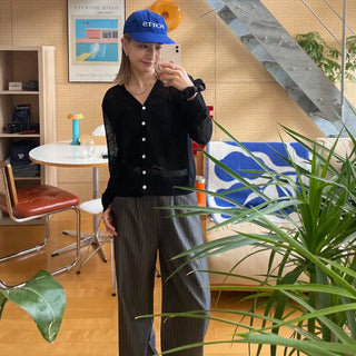 Striped wide slacks