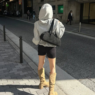 Suede Baguette Shoulder Bag