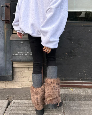 Rib-knit warmer layered leggings