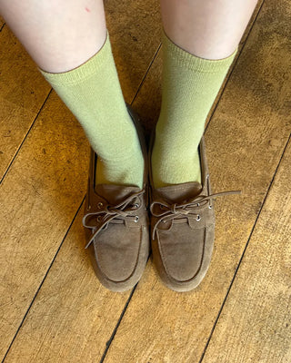 Suede eyelet loafers