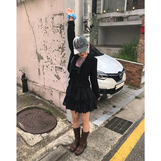 Ribbon Collar Cropped Jacket