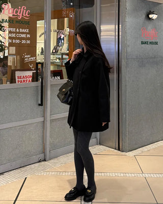 High-neck button-up half coat