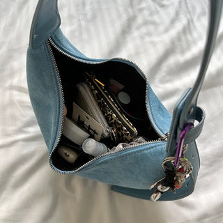 Suede Moon Belt Shoulder Bag