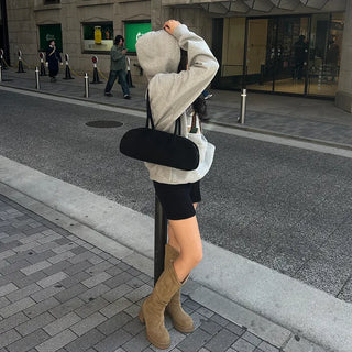 Suede Baguette Shoulder Bag