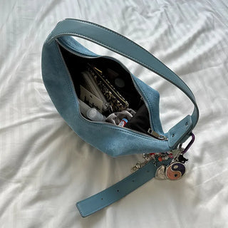 Suede Moon Belt Shoulder Bag
