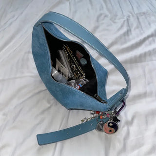 Suede Moon Belt Shoulder Bag