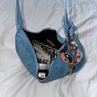 Suede Moon Belt Shoulder Bag