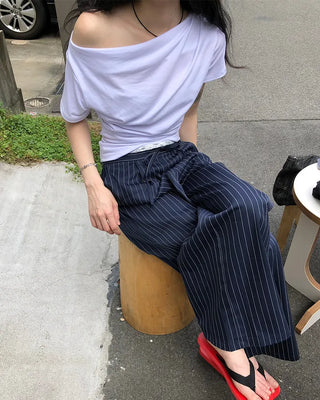 Shirred Off-Shoulder T-Shirt