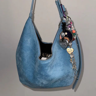 Suede Moon Belt Shoulder Bag