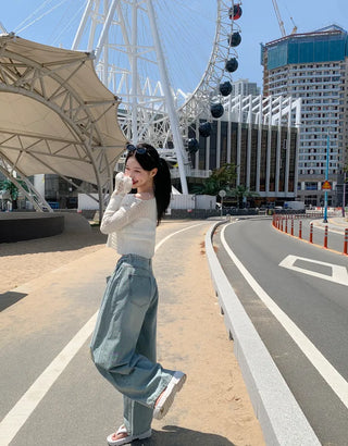 Summer distressed boat neck cropped knit (5 colors)