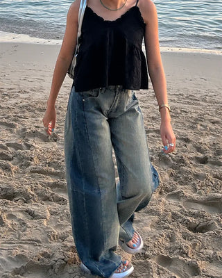 Cut-off vintage denim pants