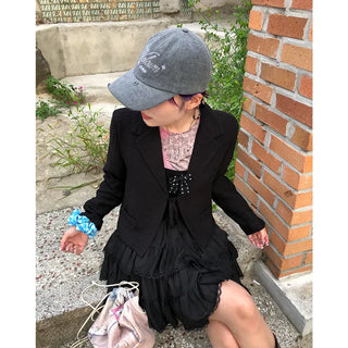 Ribbon Collar Cropped Jacket
