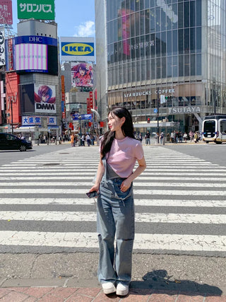 Denim Slit Overalls