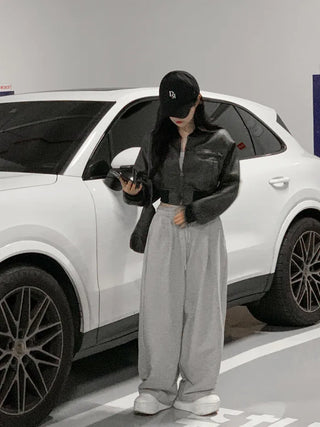 [3 colors] Pleated wide training pants