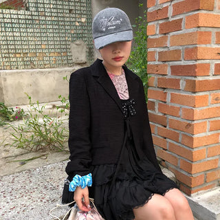 Ribbon Collar Cropped Jacket