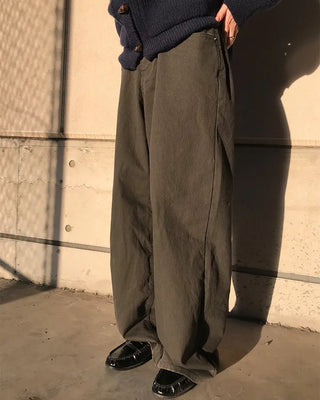 Pinstripe Wide Cotton Pants