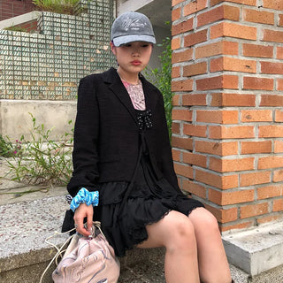 Ribbon Collar Cropped Jacket