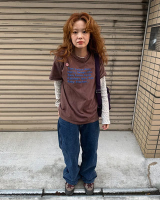 Semi-wide denim pants