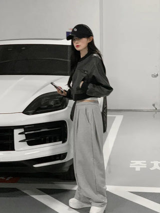 [3 colors] Pleated wide training pants
