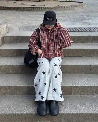 (Unisex) 2-Way Check Hooded Windbreaker