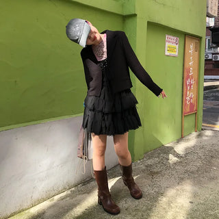Ribbon Collar Cropped Jacket