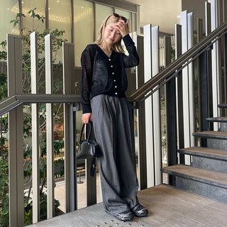 Striped wide slacks