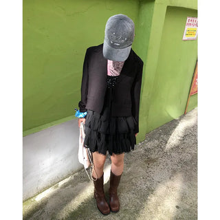 Ribbon Collar Cropped Jacket