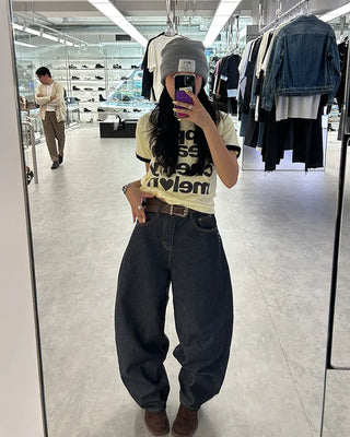 Fruit Name Ringer Semi-Cropped Half T-Shirt