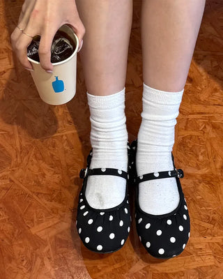 Polka dot strap flat shoes