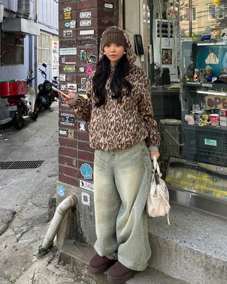 Super wide balloon green jeans