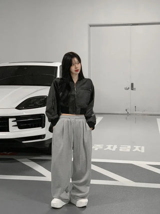 [3 colors] Pleated wide training pants