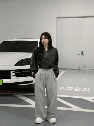 [3 colors] Pleated wide training pants