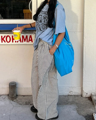 Wrinkle Wide Stripe Pants