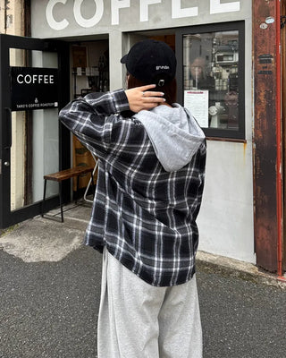 Hooded checkered shirt