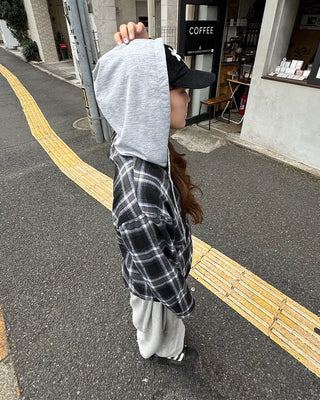 Hooded checkered shirt
